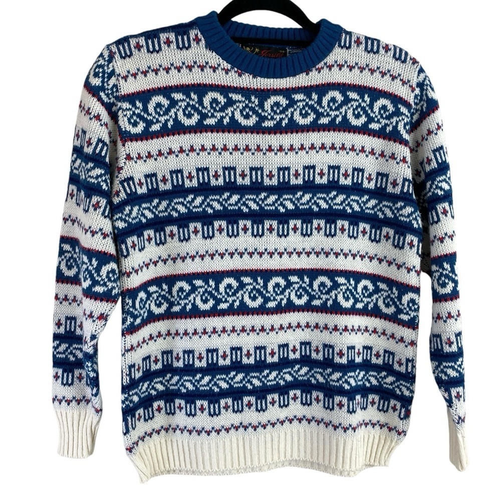 Vintage Men’s Nordic Woven Design Crewneck Long Sleeve Sweater Approx‎ Sz Sm
